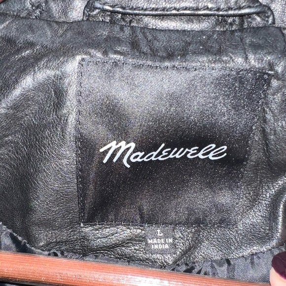 NWOT Madewell Washed Leather Motorcycle Jacket - Picture 9 of 16